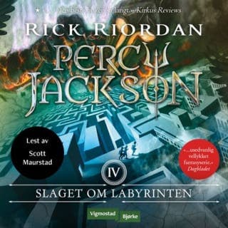 Slaget om labyrinten – Rick Riordan, lydbokens omslag