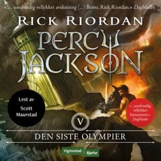 Den siste olympier – Rick Riordan, lydbokens omslag
