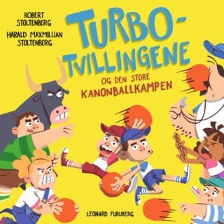 Turbotvillingene og den store kanonballkampen – Robert Stoltenberg og Harald Maxmillian Stoltenberg, lydbokens omslag
