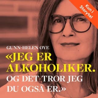 «Jeg er alkoholiker. Og det tror jeg du også er.» – Gunn-Helen Øye, lydbokens omslag