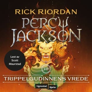Trippelgudinnens vrede – Rick Riordan, lydbokens omslag